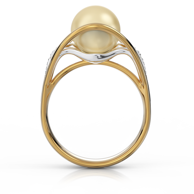 Золота каблучка з перлиною і діамантами "Evanescent Gold", уточнюйте, 6Кр57-0,06-1/4; 1Перлина культ. (Південних морів)