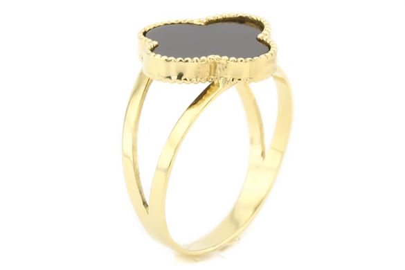 Фото Золотое кольцо "Клевер" с ониксом КК11245