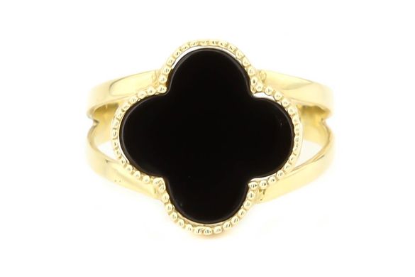 Фото Золотое кольцо "Клевер" с ониксом КК11245