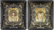 Фото Венчальная пара икон Господа Иисуса Христа и Божией Матери Казанской с сусальным золотом
