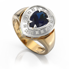 Золотое кольцо с сапфиром и бриллиантами "Aimee", уточнюйте, 16Кр57-0.09-4/4; 1Сапфір-1.41-3/II, Синий