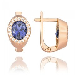 Золоті сережки "Luxury Topaz", Синій