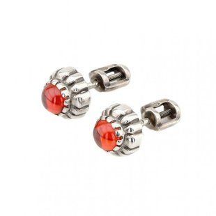 Серебряные серьги гвоздики "Сynosure red", Красный