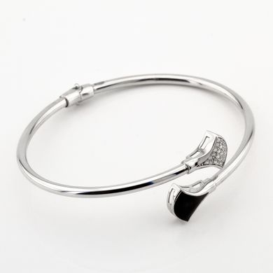 Жесткий серебряный браслет (эмаль; фианиты) B15597