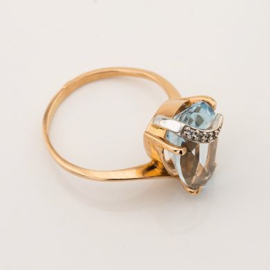 Фото Золотое кольцо с топазом и фианитами 11800top