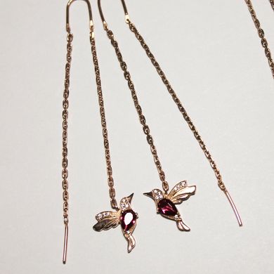 Срібні сережки  "Hummingbird Lavender", Лаванда