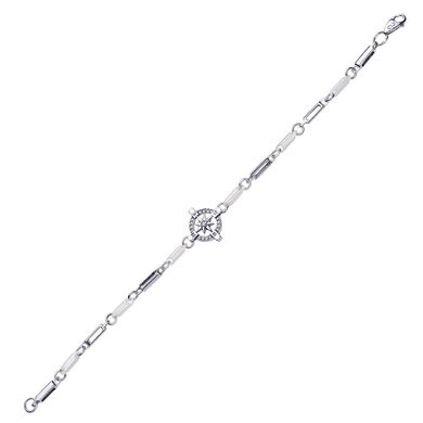 Срібний браслет з керамікою і фіанітами с5004, 18, Білий