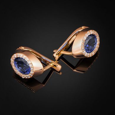 Золоті сережки "Luxury Topaz", Синій