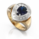 Золотое кольцо с сапфиром и бриллиантами "Aimee", уточнюйте, 16Кр57-0.09-4/4; 1Сапфір-1.41-3/II, Синий