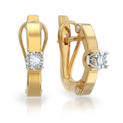 Золоті сережки з діамантами "Еuphoria", 2Кр57-0.07-4/4, Білий