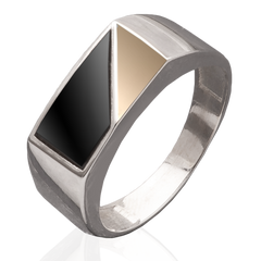 Срібний чоловічий перстень "Еven", уточнюйте, Чорний