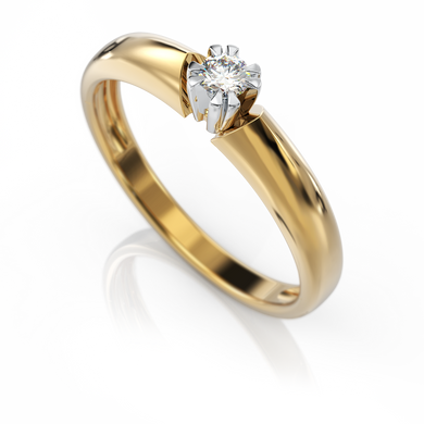 Золотое кольцо с бриллиантом "Evelyn", уточнюйте, 1Кр57-0,08-3/5, Белый