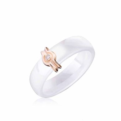 Золотое кольцо с бриллиантом и керамикой GW1005 40, 16.5, Белый
