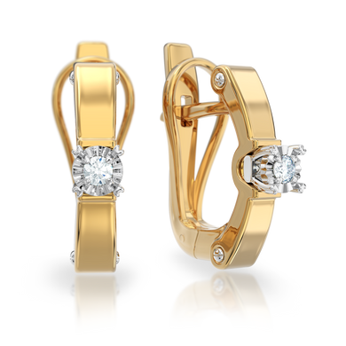 Золотые серьги с бриллиантами "Еuphoria", 2Кр57-0.07-4/4, Белый