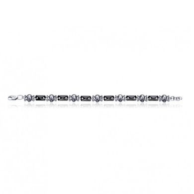 Серебряные браслет "Черепа" с черной керамикой с5003ч, 18, Черный