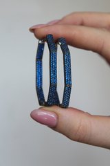 Серебряные серьги кольца "Felicity Sapphire", Синий, Синий