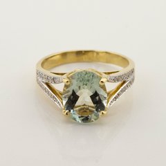 Золотое кольцо с зеленым кварцем и фианитами 11849gq, 19 размер, уточнюйте