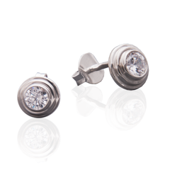 Серебряные женские серьги гвоздики "Sparkle", Белый