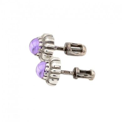 Серебряные серьги гвоздики "Сynosure violet", Фиолетовый
