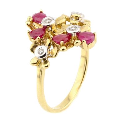 Фото Золотое кольцо с рубинами и бриллиантами YZ33410