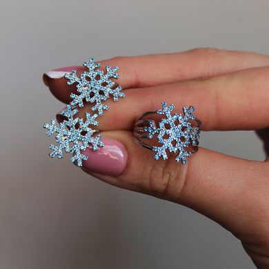 Серебряное кольцо "Snowflake Вlue", Топаз, 15, Топаз