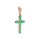 Золотой крестик с зеленым агатом 13704-2
