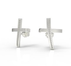 Серебряные серьги гвоздики "Cross Diamond", Белый