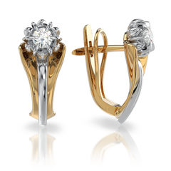 Золоті сережки з діамантами "Sincere", 2Кр57-0.29-4/4, Білий