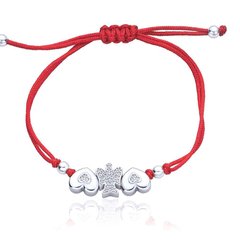 Срібний браслет з червоною ниткою "Love Ahgel", Універсальний, Білий