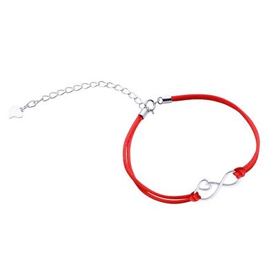 Срібний браслет з червоною ниткою "Infinity Heart"