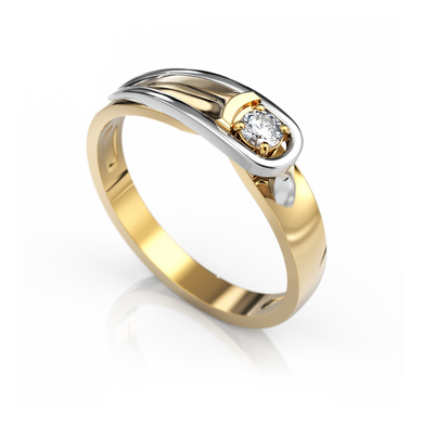 Золотое кольцо с бриллиантом "Terri", уточнюйте, 1Кр57-0.08-4/4, Белый