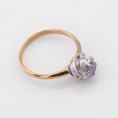 Золотое кольцо с аметистом и фианитами 111031am, 18 размер, уточнюйте