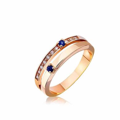 Золотое кольцо с бриллиантом и сапфиром 31280 48, 16, Белый-Синий