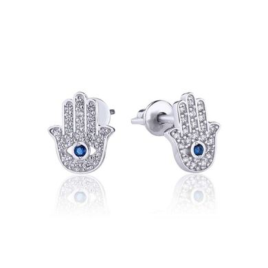 Срібні сережки цвяшки "Amulet", Білий-Синій