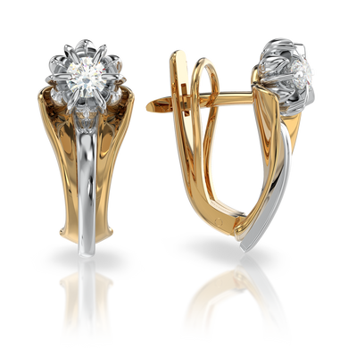 Золоті сережки з діамантами "Sincere", 2Кр57-0.29-4/4, Білий