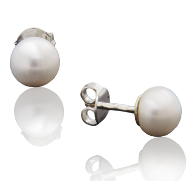Серебряные женские серьги гвоздики "Ease", Белый