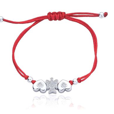 Серебряный браслет с красной нитью "Love Ahgel", Универсальный, Белый