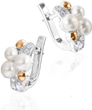 Серебряные женские серьги "Sakura", Белый