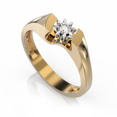 Золотое кольцо с бриллиантом "Erika", уточнюйте, 1Кр57-0.06-4/4, Белый