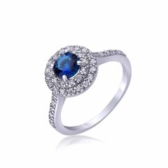Серебряное кольцо 81053с, уточнюйте, Белый-Синий