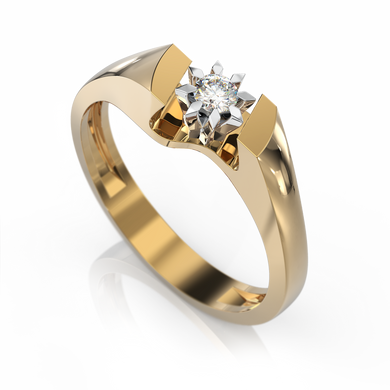 Золотое кольцо с бриллиантом "Erika", уточнюйте, 1Кр57-0.06-4/4, Белый