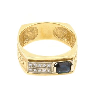 Золотое мужское кольцо с сапфиром и бриллиантами 11037-3sph, уточнюйте
