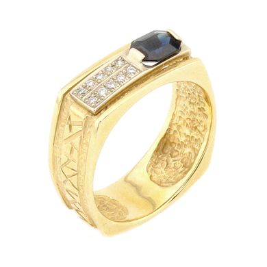 Золотое мужское кольцо с сапфиром и бриллиантами 11037-3sph, уточнюйте
