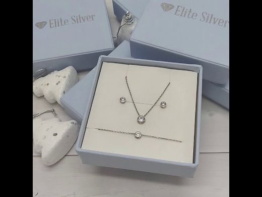 Срібний гарнітур "Silver Elite" - сережки, кольє, браслет