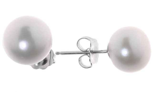 Срібні сережки гвоздики з перлами 1169510А