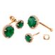 Золоті сережки-джекети з зеленим оніксом і фіанітами