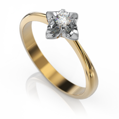 Золота каблучка з діамантом "Ava", уточнюйте, 1Кр57-0,08-3/3, Білий