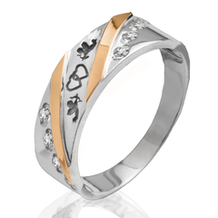 Серебряное женское кольцо "Amur", уточнюйте, Белый