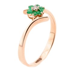 Фото Золотое кольцо "Цветочек" с бриллиантом и изумрудами YZ25615