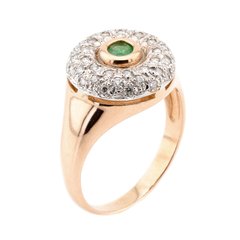 Фото Золотое кольцо с изумрудом и бриллиантами 11023diaem